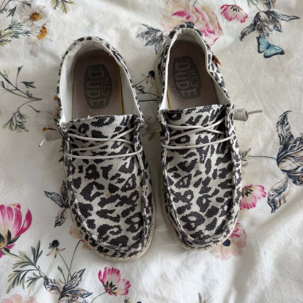 Hey Dude Women's Wendy Cheetah Grey Slip-On Sneakers
